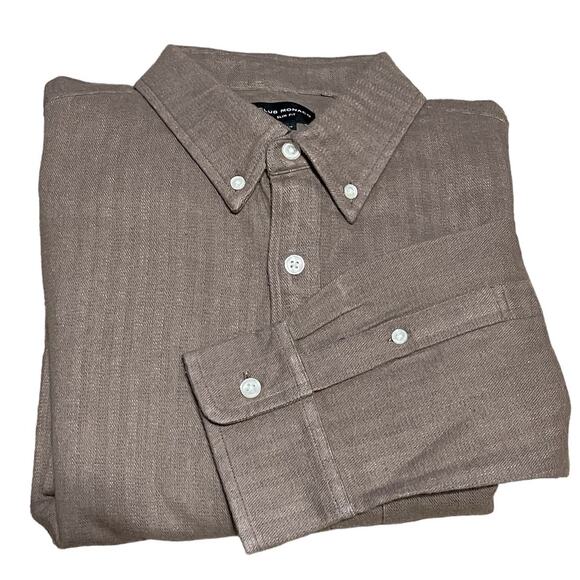 Club Monaco Men's Check Doubleface Long Sleeve Chemise Button Up Shirt Large NWT - Picture 1 of 7